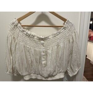 We The Free-Free People Women’s Crop Long Sleeve Cream Size Small